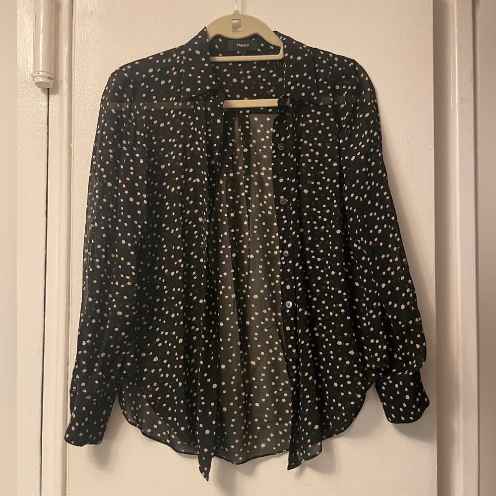 Theory Sheer Star Print Blouse P